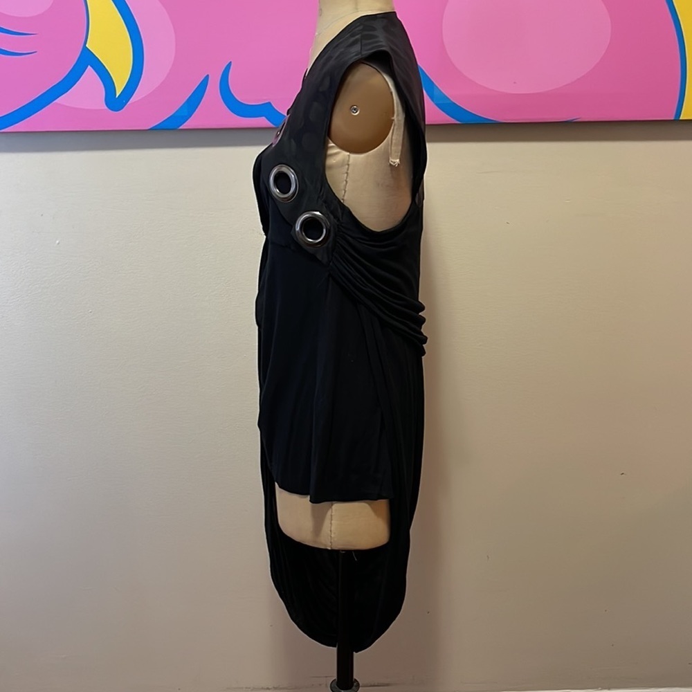 Givenchy Black Draped Jersey Grommet Blouse - Picture 9 of 14